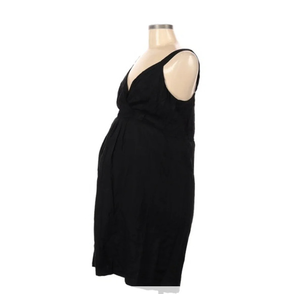 MIMI Maternity Black Silk Knee Length Dress Special Occasion Chiffon - Picture 3 of 7